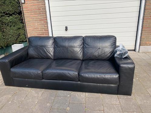 Zwarte leren 3-zitsbank €60‼️, Huis en Inrichting, Zetels | Zetels, Ophalen