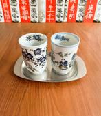 Japanse theekopjes op WMF schaaltje, Gebruikt, Ophalen of Verzenden, Overige stijlen, Kop(pen) en/of Schotel(s)