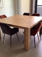 Eettafel vierkant volle eik, Ophalen, 150 tot 200 cm, Zo goed als nieuw, Vijf personen of meer