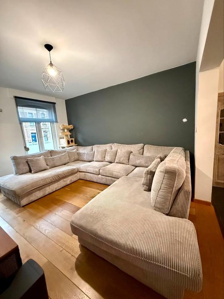 Divan XXL tissu côtelé gris clair, Huis en Inrichting, Zetels | Complete zithoeken, Zo goed als nieuw, Ophalen