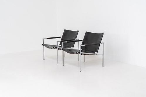 Vintage paar SZ02 stoelen door Martin Visser voor Spectrum, Huis en Inrichting, Stoelen, Zo goed als nieuw, Leer, Ophalen