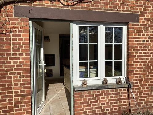 Witte PVC-deur en/of raam met dubbele beglazing, Doe-het-zelf en Bouw, Glas en Ramen, Gebruikt, Gevelraam of Ruit, 160 cm of meer