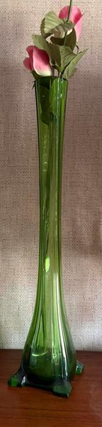 Vintage groene glazen vaas – ca. 40,5 cm – Art Nouveau stijl, Enlèvement, Vert, Verre