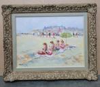 Albert RIGAUX, een zonnige dag op het strand, Antiek en Kunst, Ophalen of Verzenden