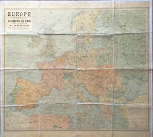 OUDE KAART VAN DE EUROPESE SPOORWEGEN, Verzamelen, Spoorwegen en Tram, Gebruikt, Trein, Kaart of Prent, Ophalen of Verzenden