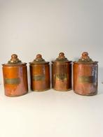 4 oude koperen kruiden potten, Antiek en Kunst, Verzenden