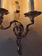 Vergulde kroonluchter met 2 wandlichten, Huis en Inrichting, Lampen | Kroonluchters, Ophalen, Zo goed als nieuw, Metaal, Frans