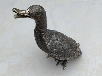 Canard décoratif en métal argenté, Enlèvement, Bronze