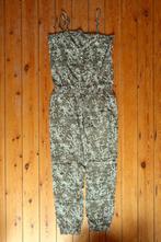 Mooie olijfgroene Jumpsuit met witte bloementekening - 38, Vert, Taille 38/40 (M), Porté, Enlèvement ou Envoi
