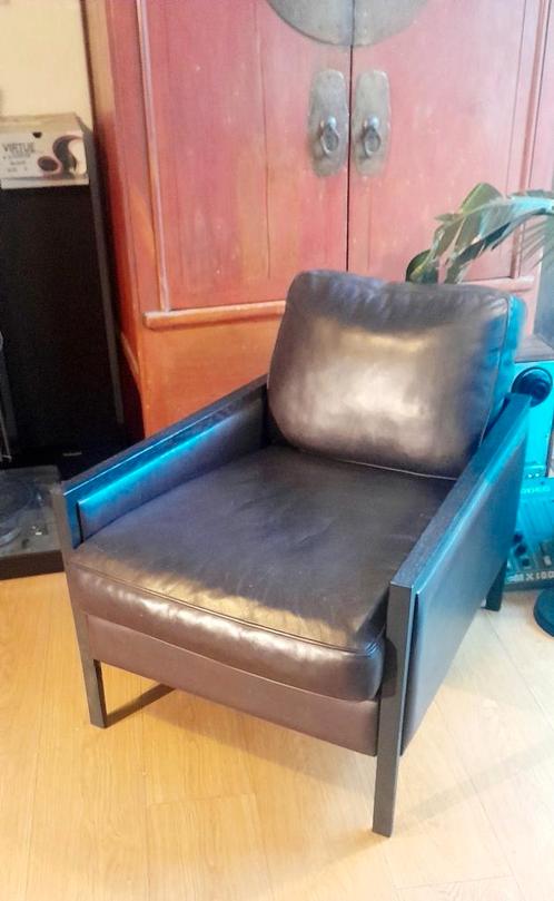 Durlet Evita Design Fauteuil bruin leer zwart frame, Huis en Inrichting, Fauteuils, Gebruikt, Leer, Ophalen of Verzenden