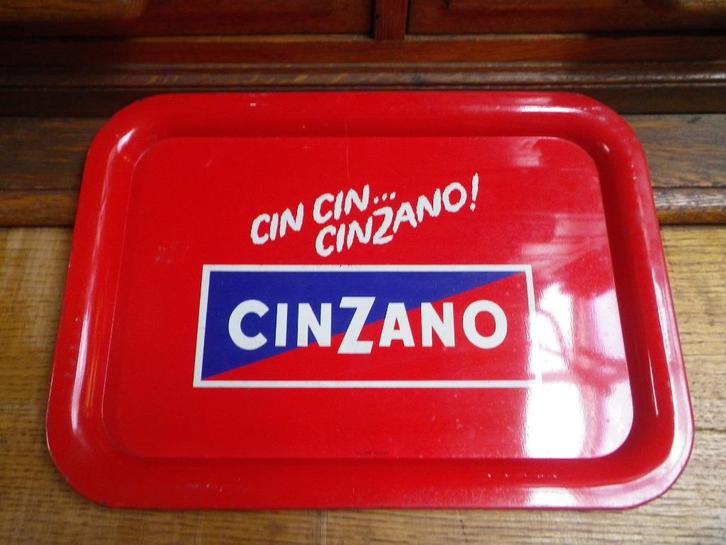 Plateau Cinzano non pas en émail mais en étain, Collections, Marques & Objets publicitaires, Comme neuf, Panneau publicitaire