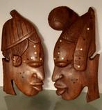 Masques africains en bois exotique avec ivoire15 cm/27 cm, Antiquités & Art, Art | Sculptures & Bois, Enlèvement ou Envoi
