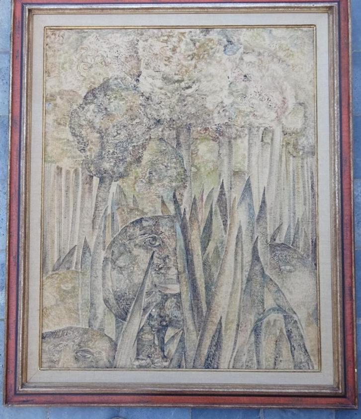Frans Minnaert, doek, Hoofd en vegetatie, 100x80, Antiek en Kunst, Kunst | Schilderijen | Modern, Ophalen