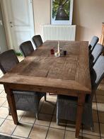 Authentieke kloostertafel en Vincent Sheppard stoelen, Huis en Inrichting, Ophalen, Gebruikt, Teakhout