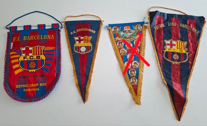4 vintage vaandels FC Barcelona  (1 verkocht!), Diversen, Vlaggen en Wimpels, Zo goed als nieuw, Ophalen of Verzenden