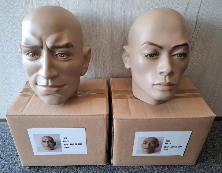 2 Aziatische hoofden voor hoofddeksels en poppen (Nieuw), Collections, Objets militaires | Seconde Guerre mondiale, Armée de terre