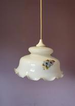 Luster, Huis en Inrichting, Ophalen, Zo goed als nieuw, Glas, Vintage hanglamp met bloemendecoratie