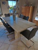 2 Tables artisanales en travertin, Huis en Inrichting, Ophalen, Zo goed als nieuw