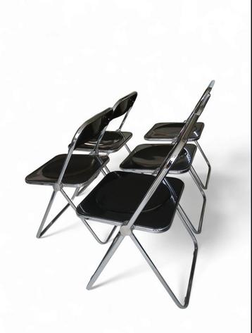 5x giancarlo piretti plia zwart en chrome 1980s, Enlèvement, Utilisé, Noir