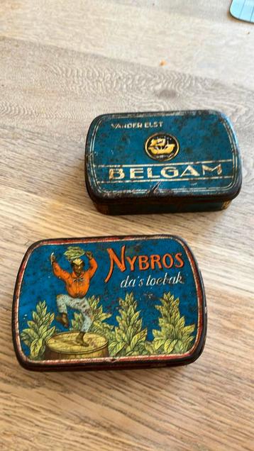 2 tabaksdoosjes Belgam en Nybros!, Ophalen, Gebruikt
