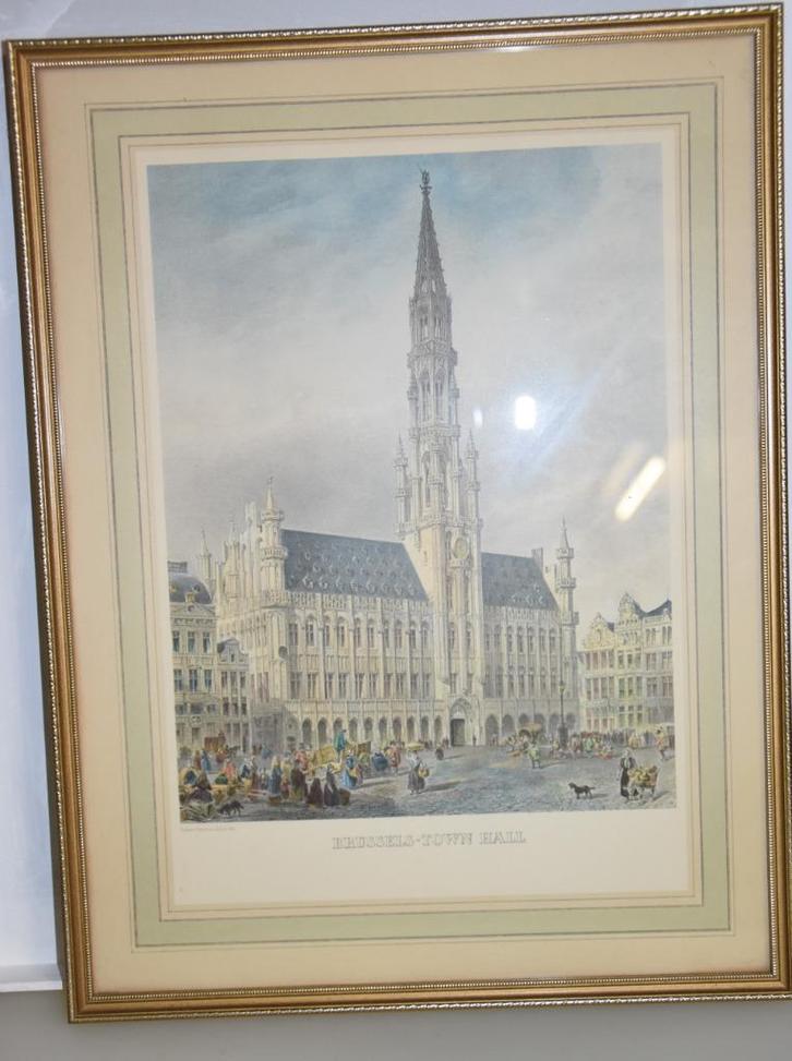 Litho Town Hall Brussel, Antiek en Kunst, Kunst | Litho's en Zeefdrukken, Ophalen