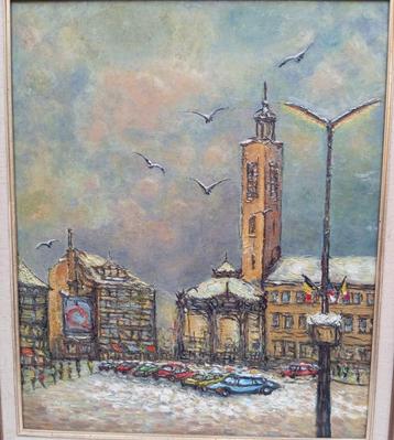 oud schilderij Wapenplein Oostende beschikbaar voor biedingen