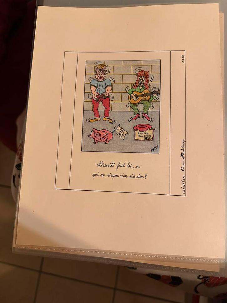Planche BD humouristique - Marco, Antiquités & Art, Art | Lithographies & Sérigraphies, Enlèvement ou Envoi