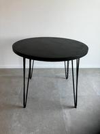 Eettafel Mortex zwart met haarspeldpoot, Quatre personnes, Rond, 50 à 100 cm, Comme neuf
