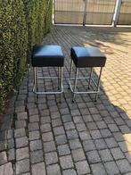 Deux tabourets cuir noirs, Huis en Inrichting, Krukjes, Ophalen, Gebruikt, Overige materialen