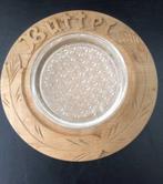 NIEUWE “ Butter “ pot . Hout bord met glazen schotel 🍄, Huis en Inrichting, Ophalen of Verzenden, Nieuw