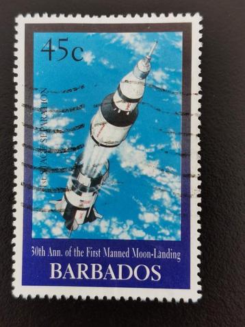Barbade 1999 - espace, atterrissage sur la lune, Apollo 11, Enlèvement ou Envoi, Affranchi, Amérique centrale