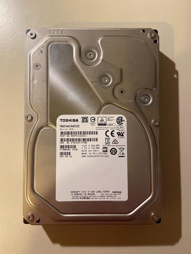 Toshiba 6tb NAS - Server HDD *MG04ACA600*, Computers en Software, Harde schijven, Zo goed als nieuw, HDD, SATA, Ophalen of Verzenden