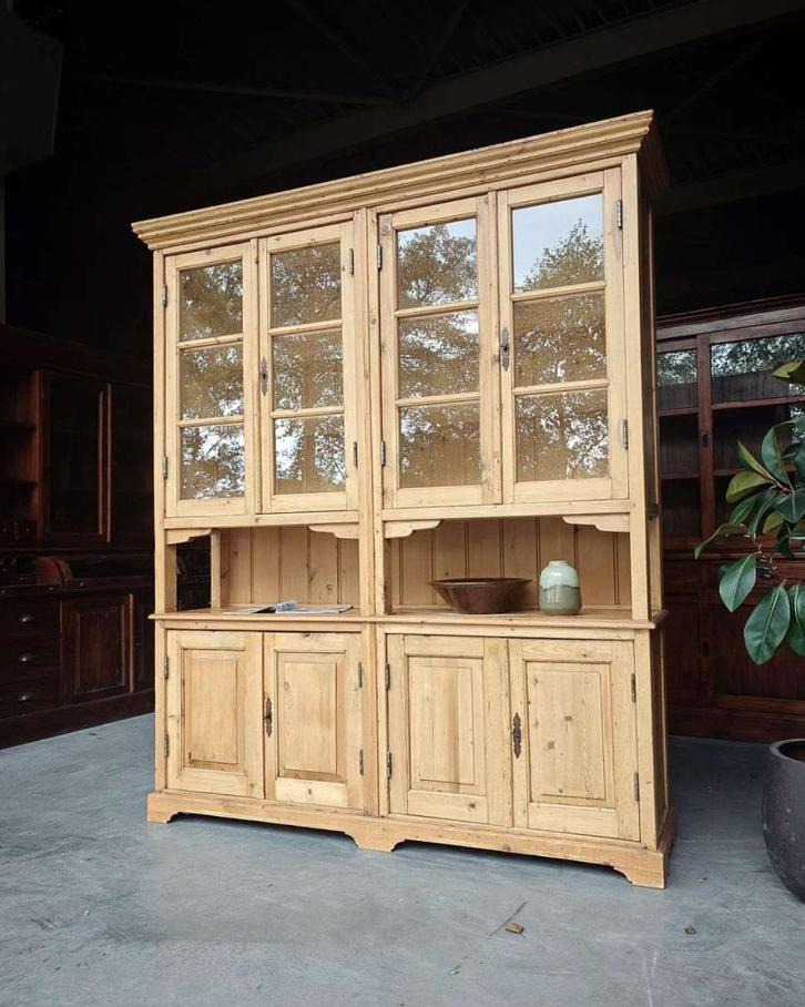 Antieke grenenhouten buffetkast | Winkelkast | Keuken #2351, Antiek en Kunst, Antiek | Meubels | Kasten, Ophalen of Verzenden