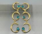 18 Krt goud op zilver oorbellen edelstenen jade. 2024/540, Handtassen en Accessoires, Oorbellen, Blauw, Nieuw, Ophalen of Verzenden