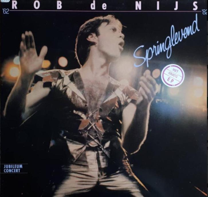 vinyl:  ROB DE NIJS - SPRINGLEVEND (dubbel liveLP) + 7" EP, Cd's en Dvd's, Vinyl | Nederlandstalig, Gebruikt, Levenslied of Smartlap