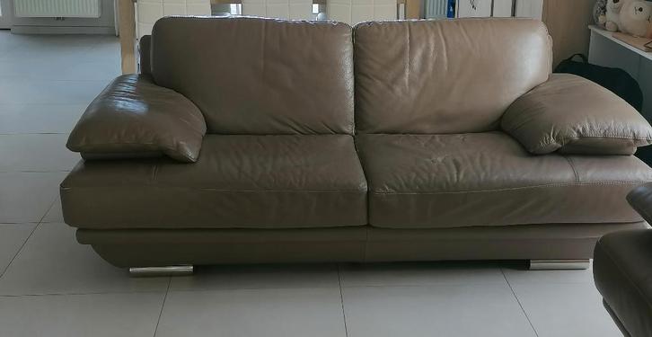 2 en 3perzoonszetel (190cm en 240cm) taupe Maxidivani, Huis en Inrichting, Zetels | Zetels, Gebruikt, Rechte bank, Overige maten