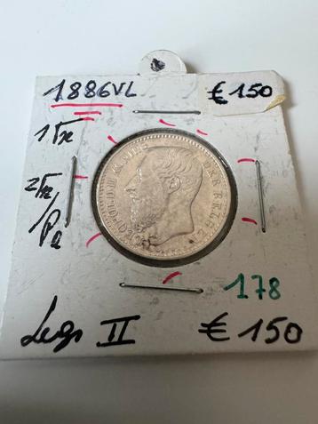 Zilveren 1 Frank 1886 Vlaams Leopold 2 (210) beschikbaar voor biedingen