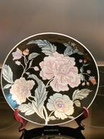 Vintage Chinese Famille Noir porseleinen dienblad met bloeme, Antiek en Kunst, Ophalen of Verzenden