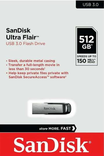 SanDisk Ultra Flair USB 3.0 Flash Drive 512 GB beschikbaar voor biedingen