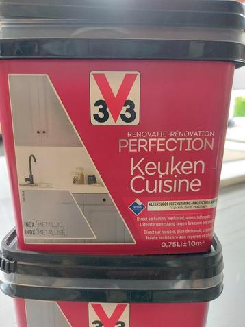 V33 Perfection renovatieverf keuken metallic 0,75l inox, Enlèvement, Neuf