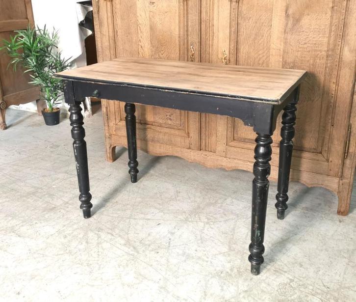 Zwart antieke brocante boeren schrijftafel L 99 D 54 H 75, Antiek en Kunst, Antiek | Meubels | Tafels, Ophalen