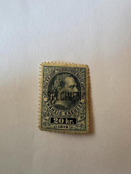 Oostenrijk 1873 — telegraaf 20 kreuzer SPECIMEN zeldzaam, Postzegels en Munten, Postzegels | Europa | Oostenrijk, Ophalen of Verzenden