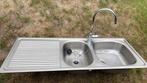 Dubbele spoelbak inox+mengkraan, Ophalen of Verzenden, Gebruikt