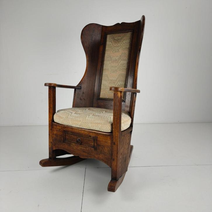 19e-eeuwse Engelse Lammerstoel – Bekleed, Antiek en Kunst, Antiek | Meubels | Stoelen en Sofa's, Ophalen of Verzenden
