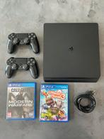 Playstation 4 + 2 controllers + games, Ophalen, Gebruikt, Slim
