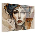 Vrouw art deco stijl Glasschilderij 105x70cm + Ophangsysteem, Verzenden