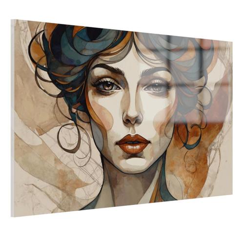 Vrouw art deco stijl Glasschilderij 105x70cm + Ophangsysteem, Antiek en Kunst, Kunst | Schilderijen | Abstract, Verzenden