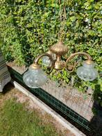 Koperen luster., Huis en Inrichting, Lampen | Kroonluchters, Ophalen, Glas
