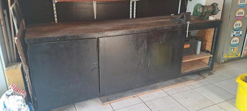 Professionele werkbank inclusief bankvijs en slijpmachine., Doe-het-zelf en Bouw, Werkbanken, Gebruikt, Ophalen