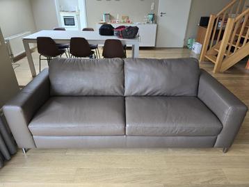 Canapé Natuzzi en cuir brun pour 3 personnes, 200 à 250 cm, Banc droit, Comme neuf, Enlèvement